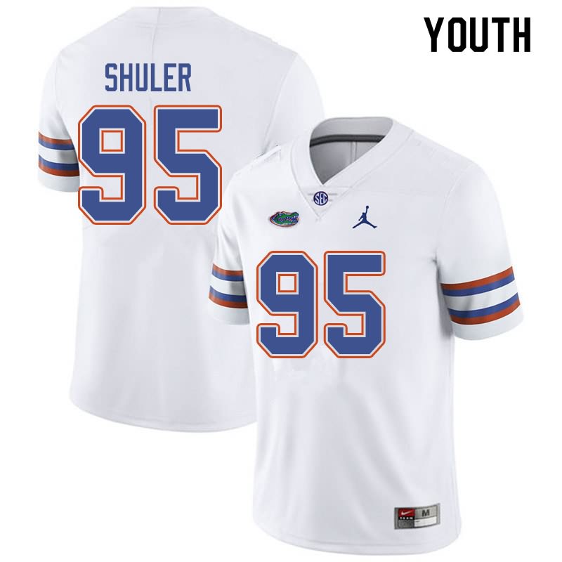 Youth NCAA Florida Gators Adam Shuler #95 Stitched Authentic Jordan Brand White College Football Jersey IRI7265EH